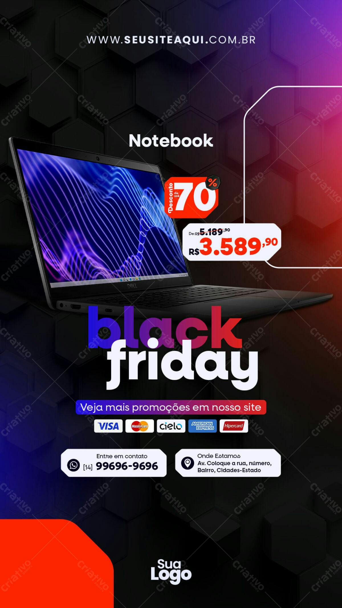 Flyer Black Friday Notebook PSD Editável