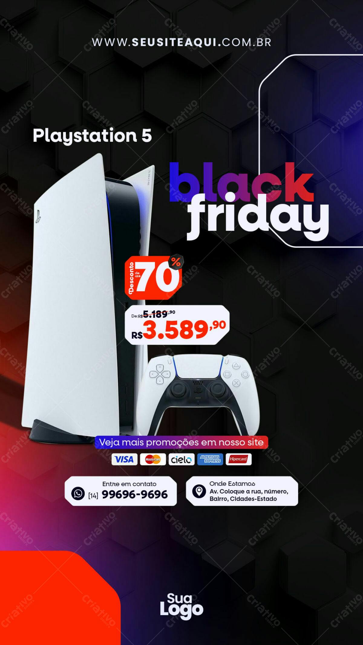 Flyer Black Friday Playstation 5 PSD Editável