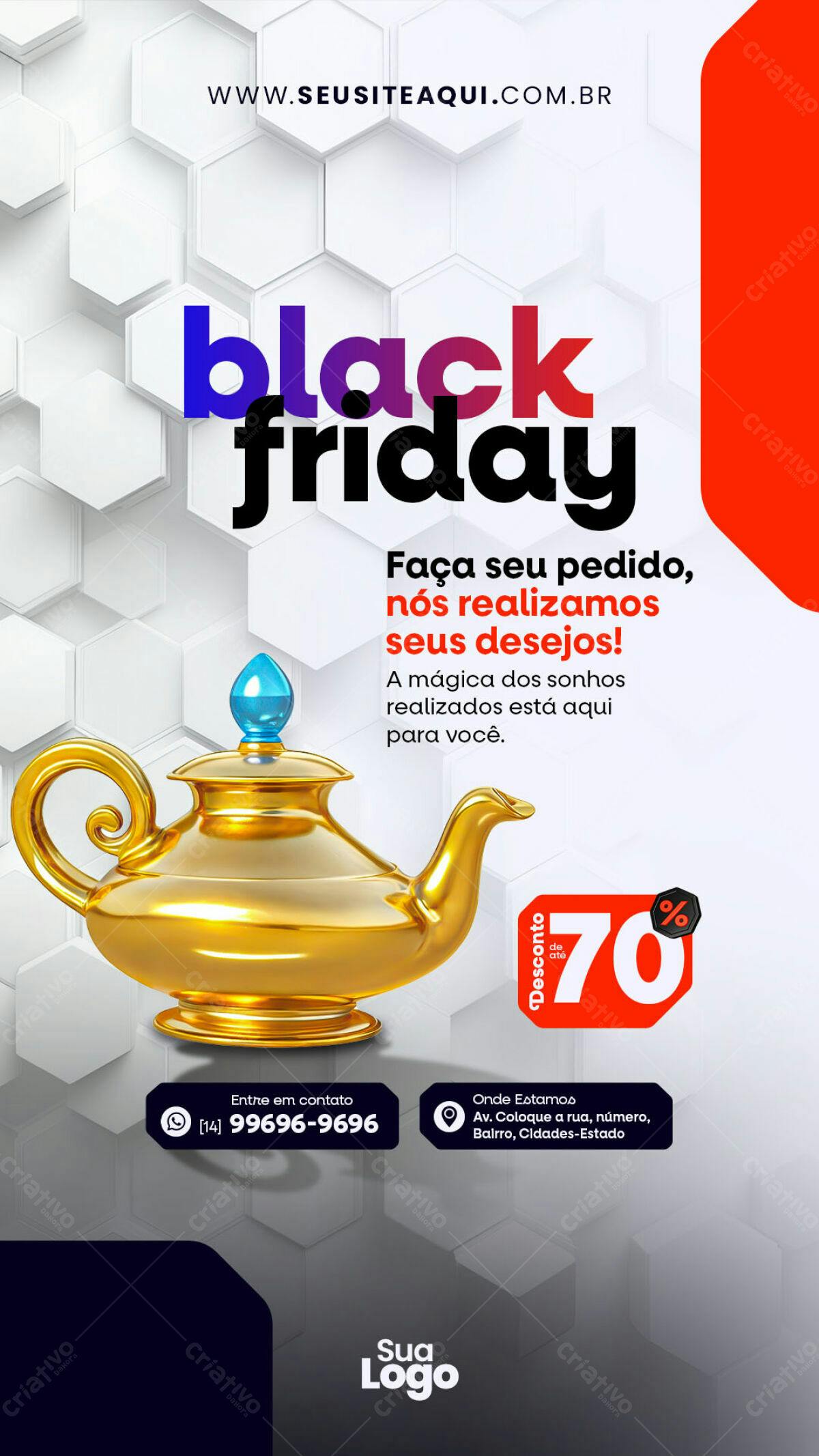Flyer Black Friday com Lâmpada Mágica PSD Editável