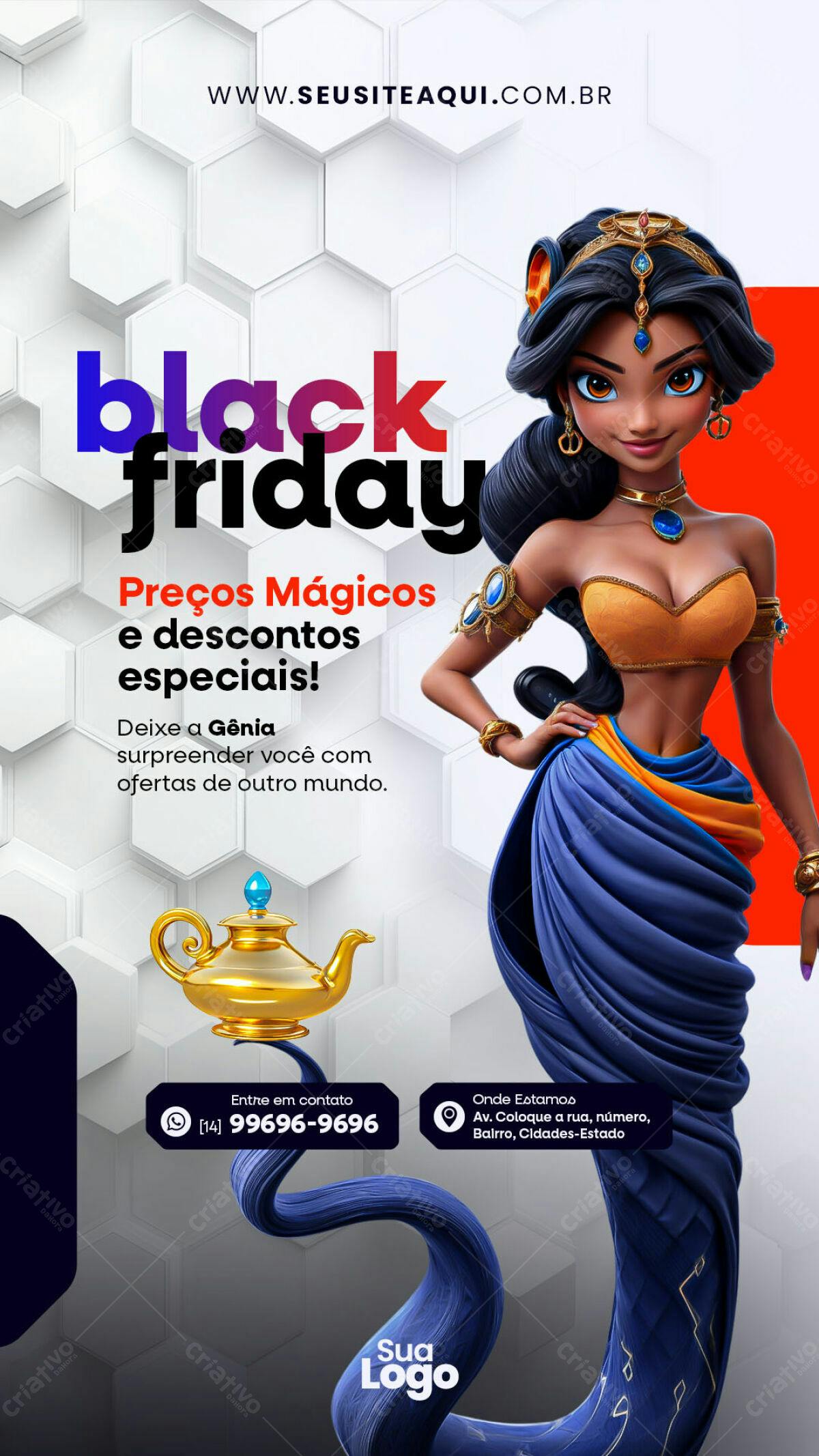Flyer Black Friday com Gênia PSD Editável