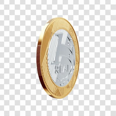 Asset 3D Moeda Flutuando De 1 Real Brasileiro Com Fundo Isolado