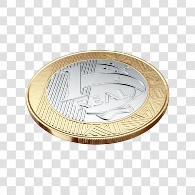Asset 3D Moeda Flutuando De 1 Real Brasileiro Com Fundo Isolado