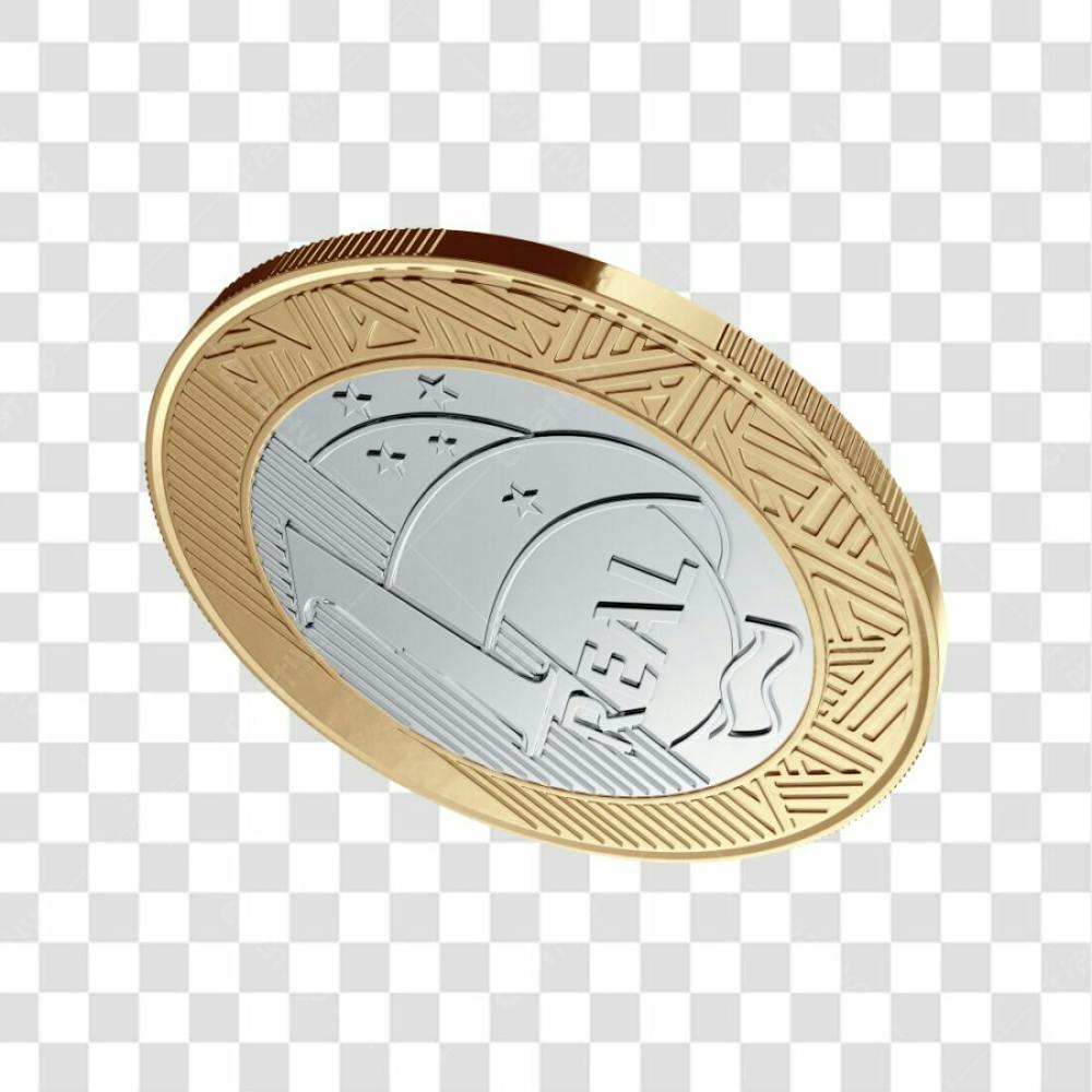Asset 3D Moeda Flutuando De 1 Real Brasileiro Com Fundo Isolado