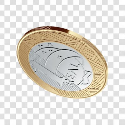Asset 3D Moeda Flutuando De 1 Real Brasileiro Com Fundo Isolado