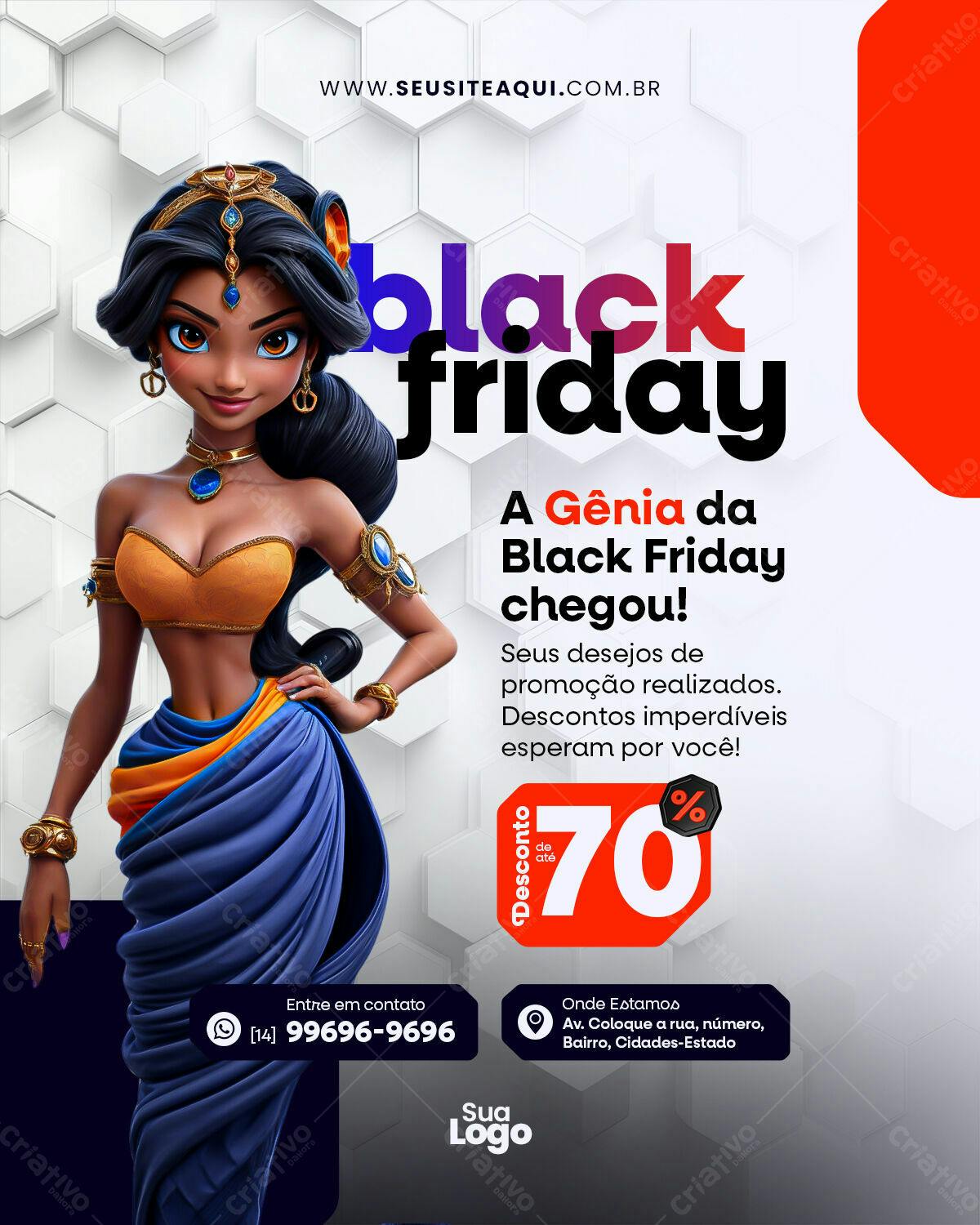 Flyer Black Friday com Gênia PSD Editável