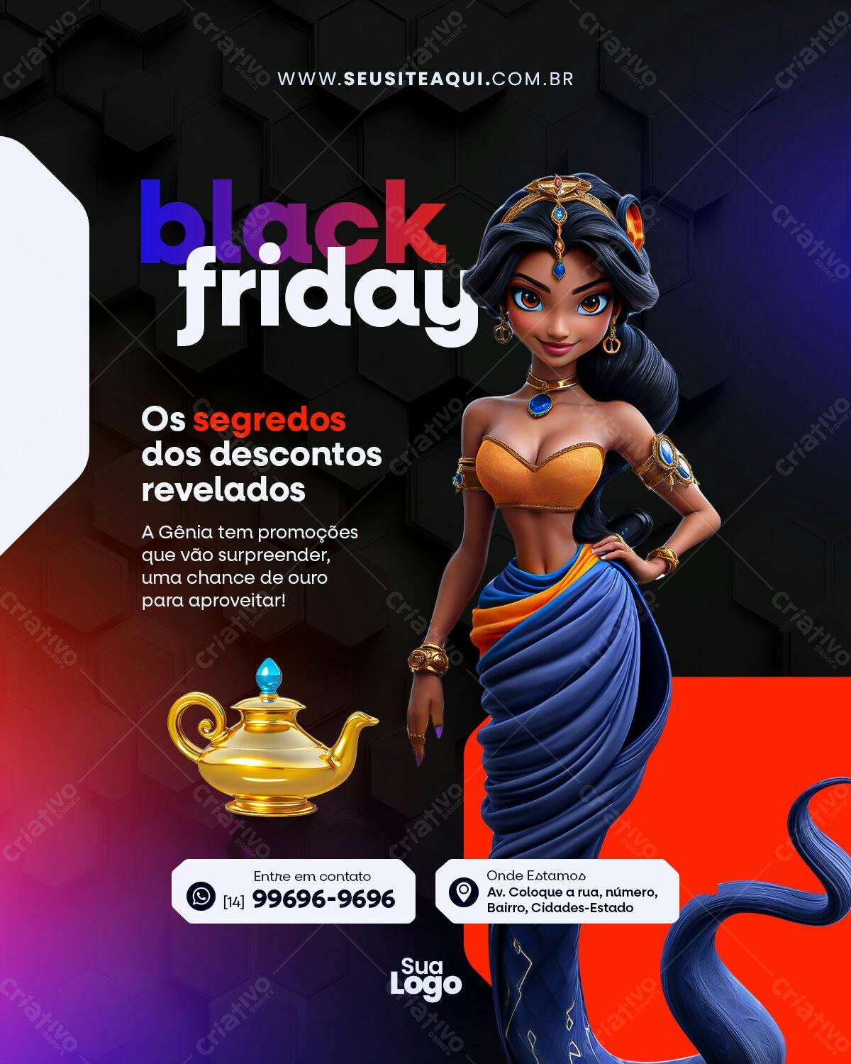 Flyer Black Friday com Gênia PSD Editável