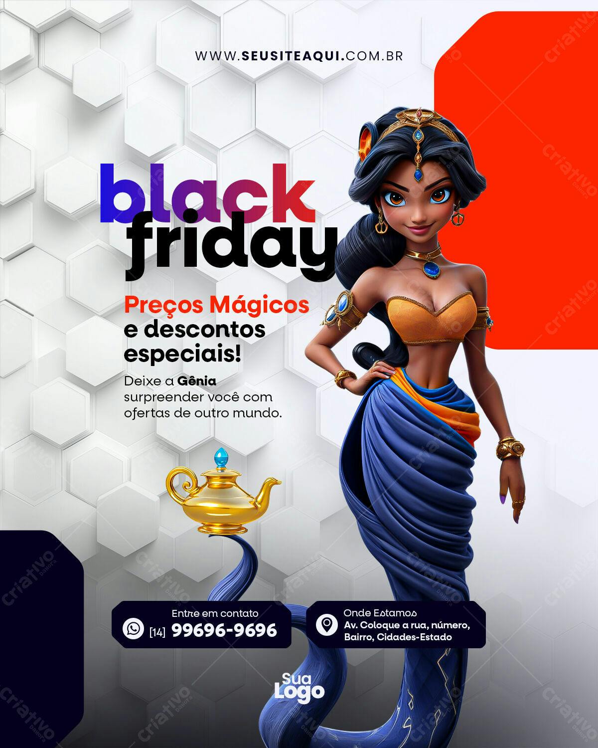 Flyer Black Friday com Gênia PSD Editável