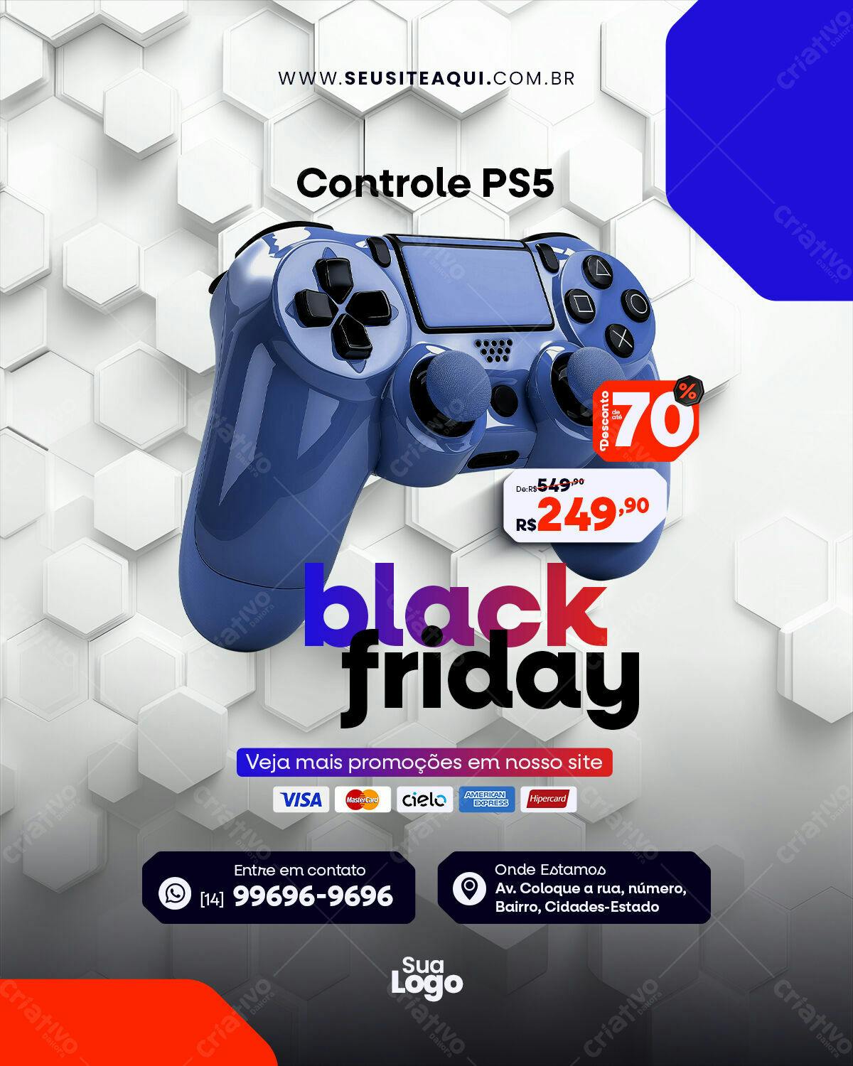 Flyer Black Friday Controle PS5 PSD Editável