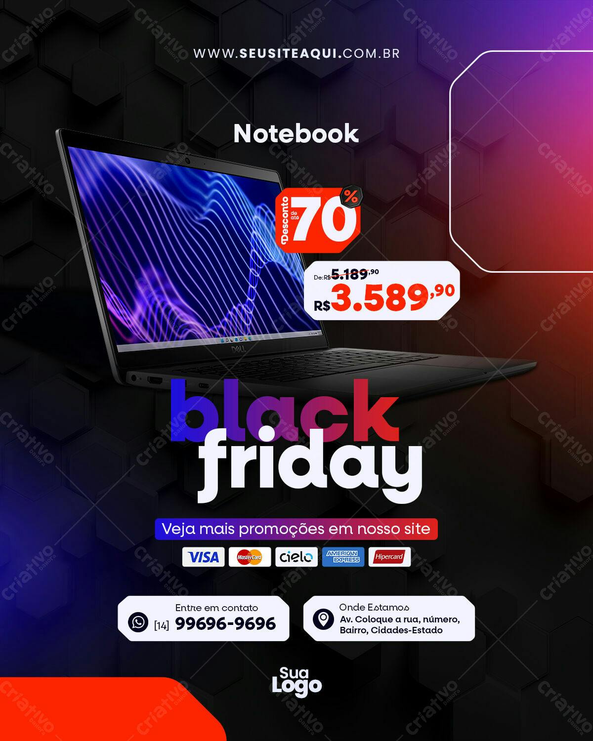 Flyer Black Friday Notebook PSD Editável