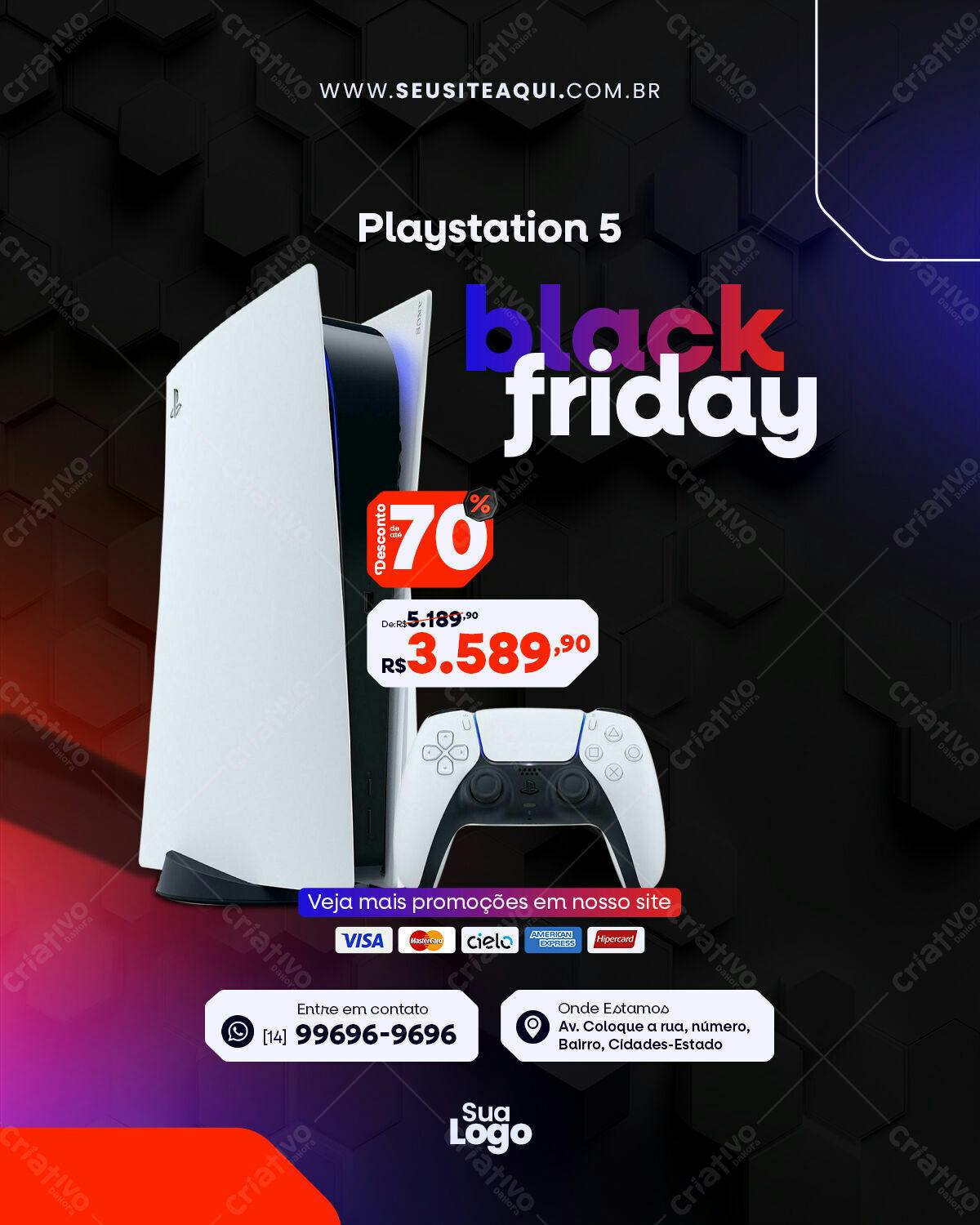 Flyer Black Friday Playstation 5 PSD Editável