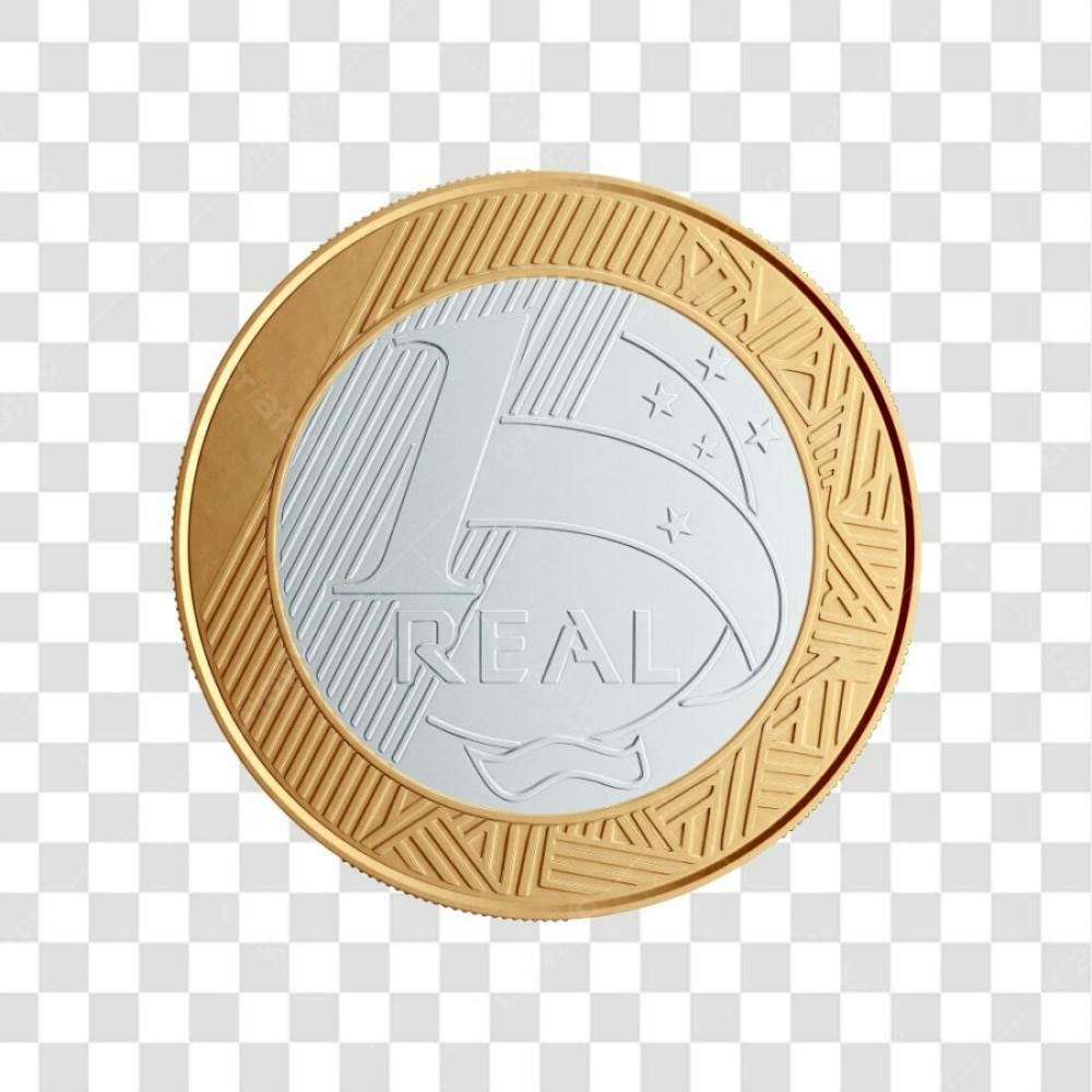 Asset 3D Moeda Flutuando De 1 Real Brasileiro Com Fundo Isolado Copiar
