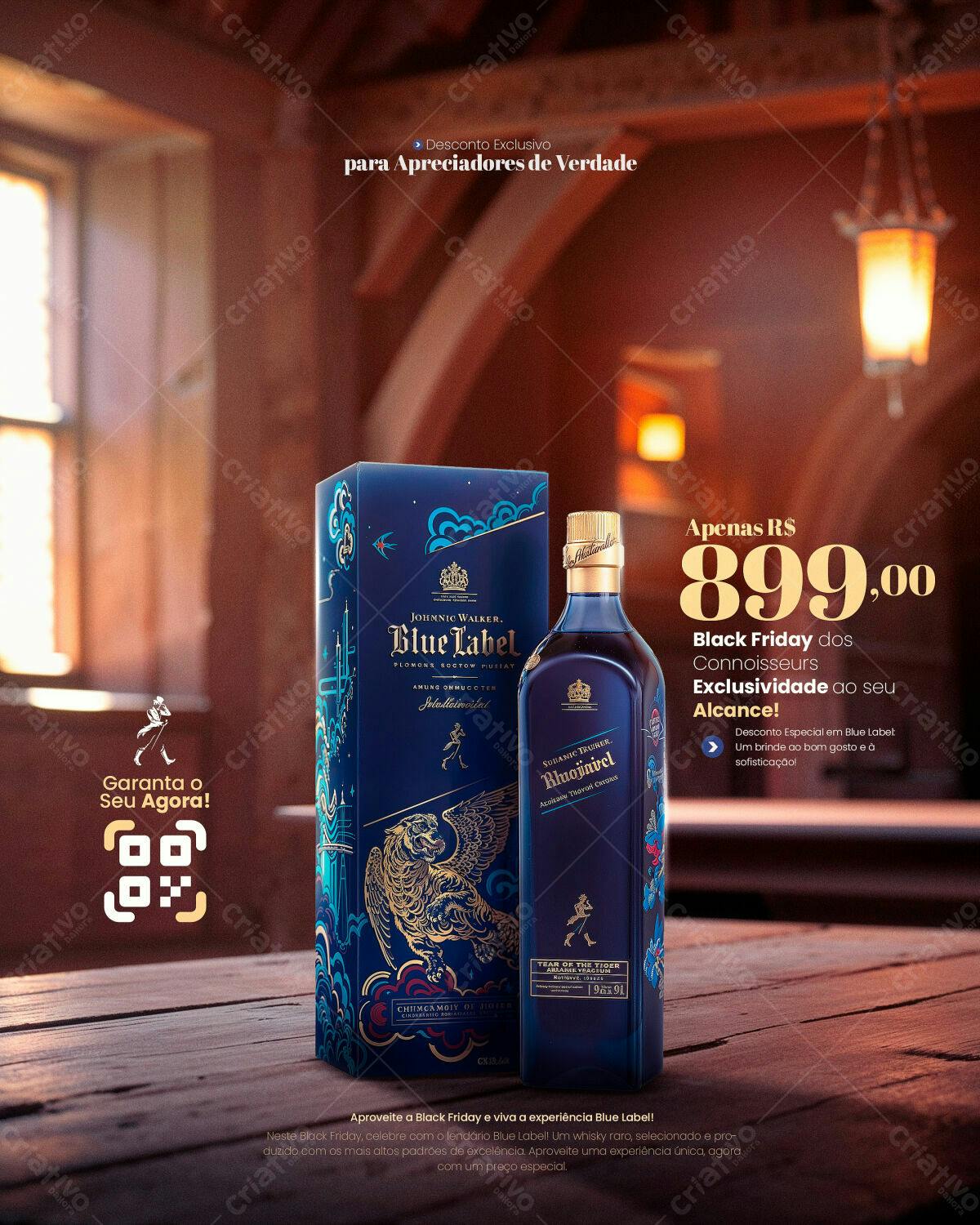 Flyer Black Friday Johnnie Walker Blue Label PSD Editável