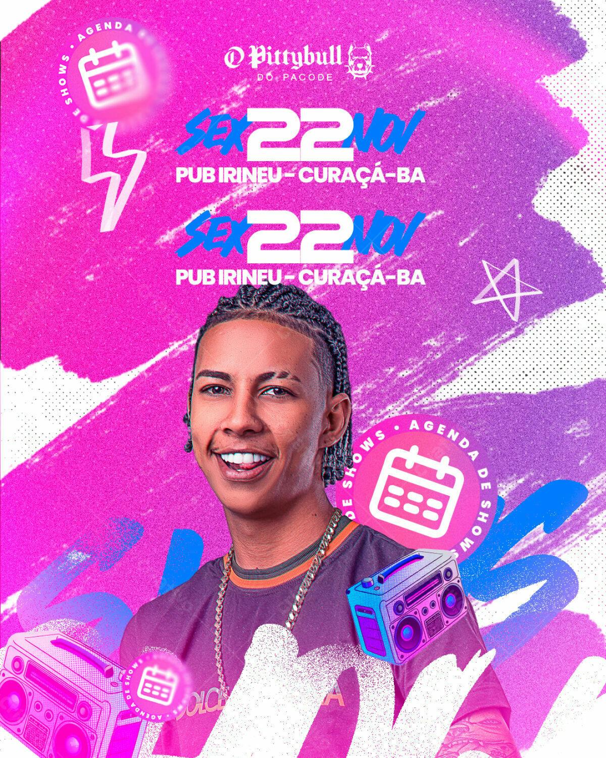 Flyer para Show do Pittybull do Pagode PSD Editável