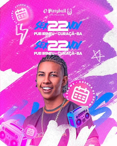 Flyer Agenda De Shows Semanal Mensal O Pittybull Feed Psd Editável
