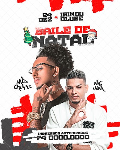 Flyer Evento Baile De Natal Feed Psd Editável