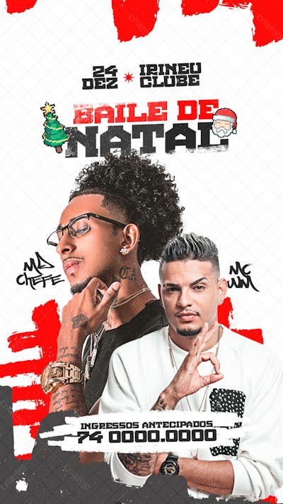 Flyer Evento Baile De Natal Story Psd Editável