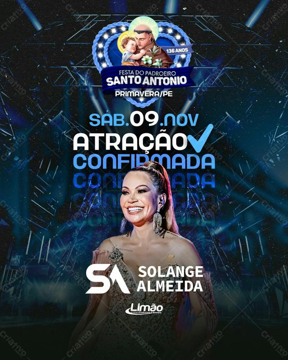 Atração Confirmada 09Nov - Solange Almeida