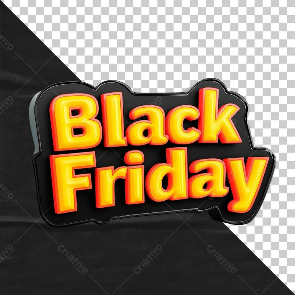 Selo 3D Black Friday Amarelo Para Composição