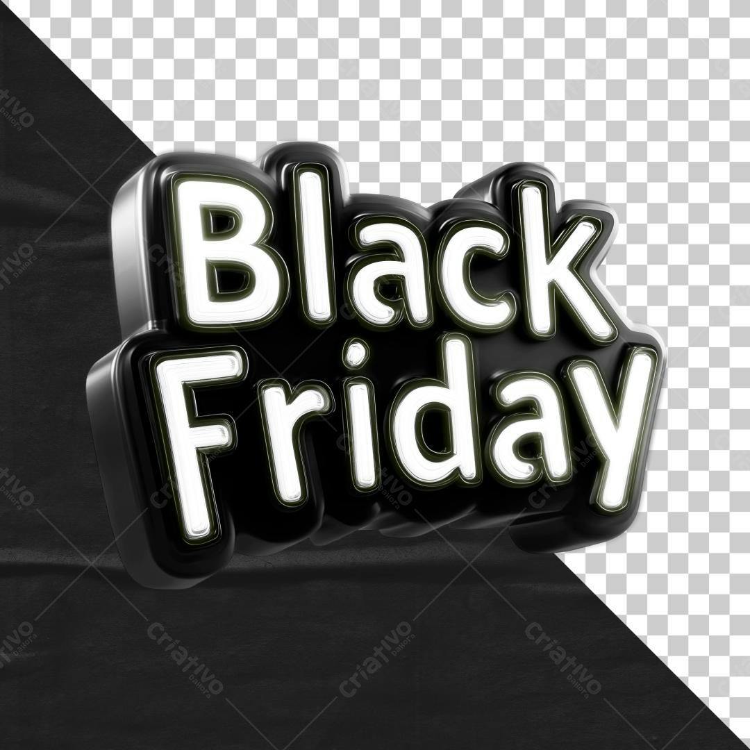 Selo 3D Black Friday preto e branco brilhante