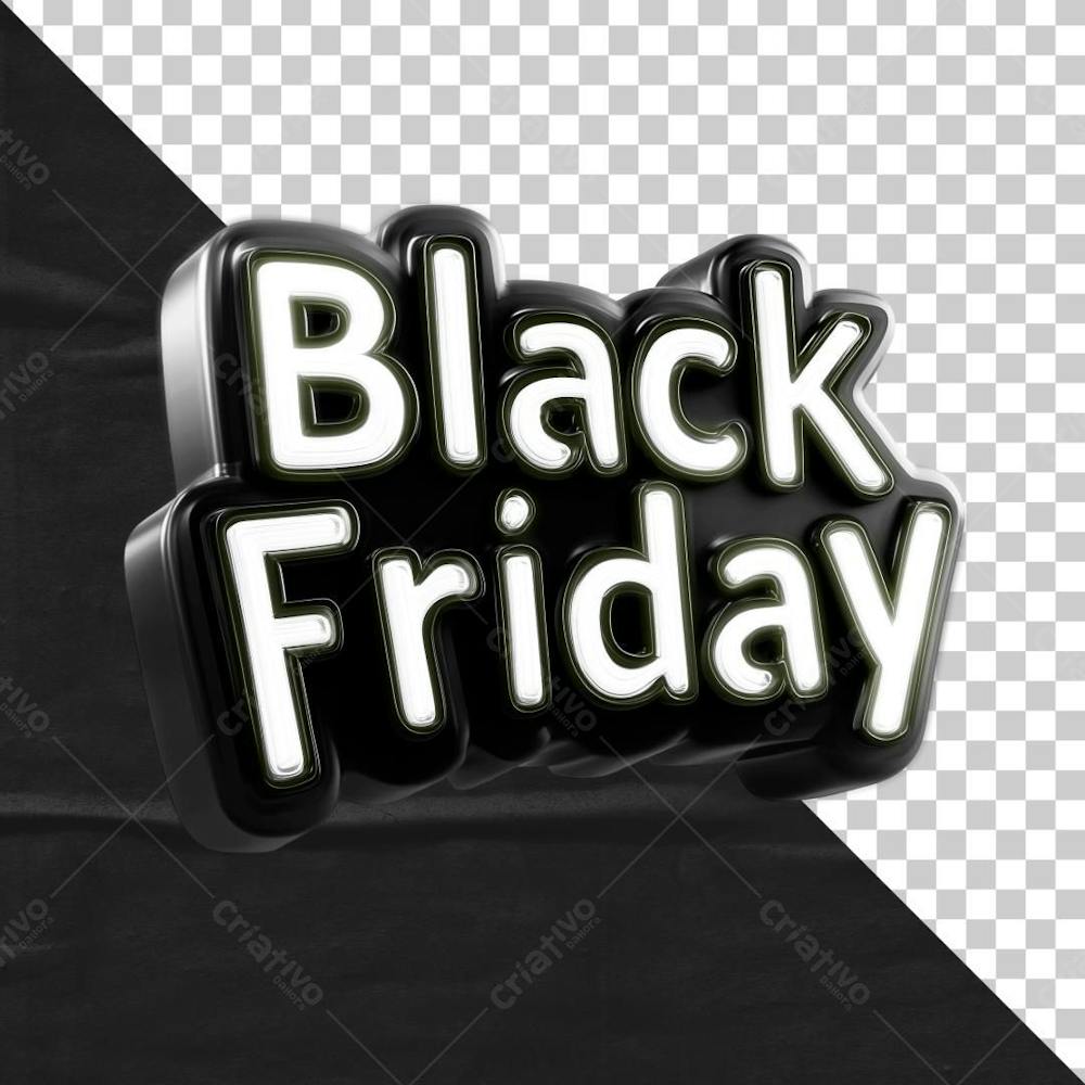 Selo 3D Black Friday Preto E Branco Para Composição