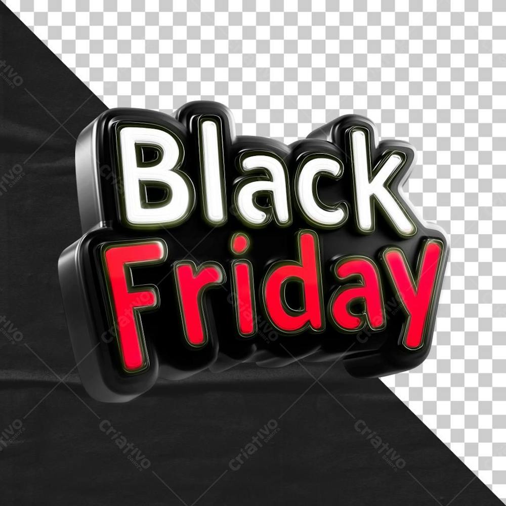 Selo 3D Black Friday Preto E Vermelho Para Composição