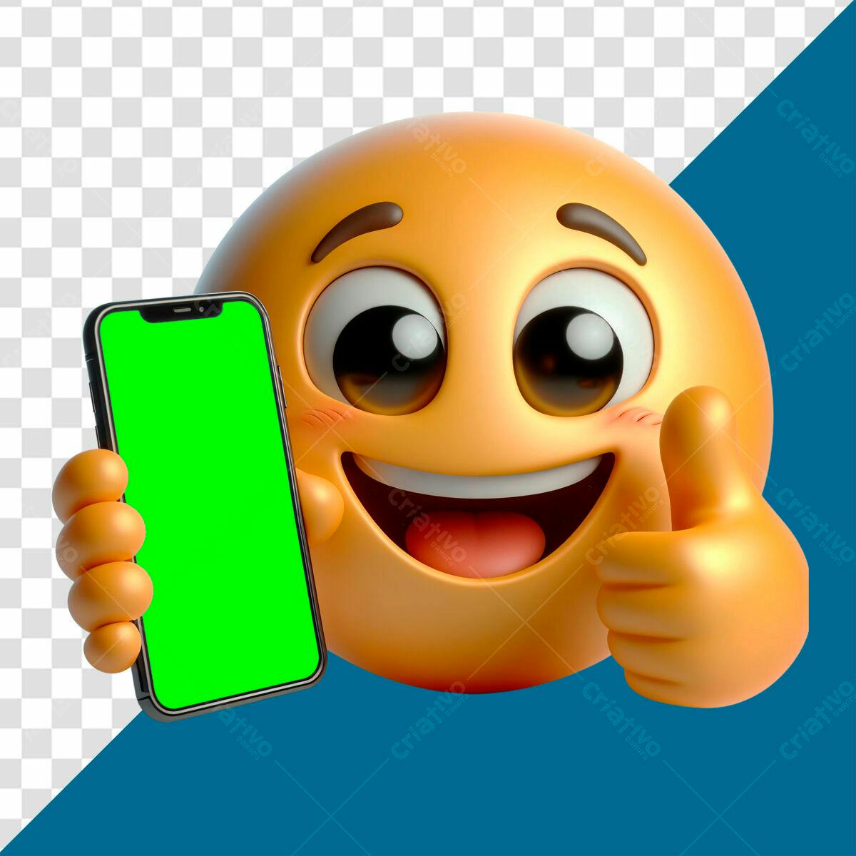 Emoji Amarelo com Celular PSD Editável