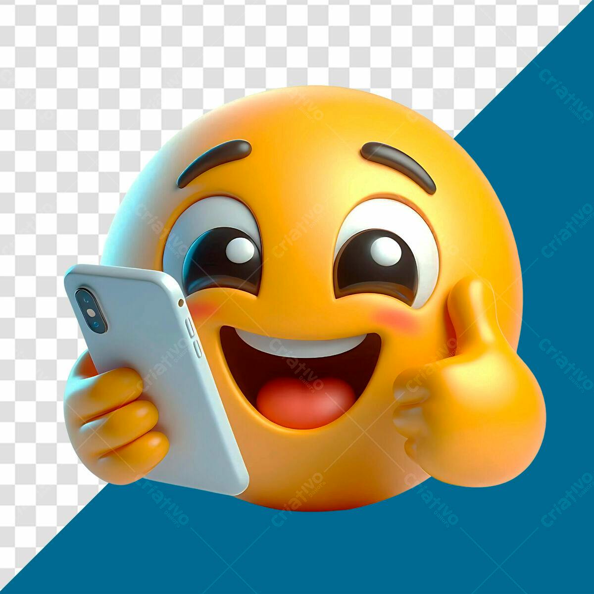 Emoji Feliz no Celular PSD Editável