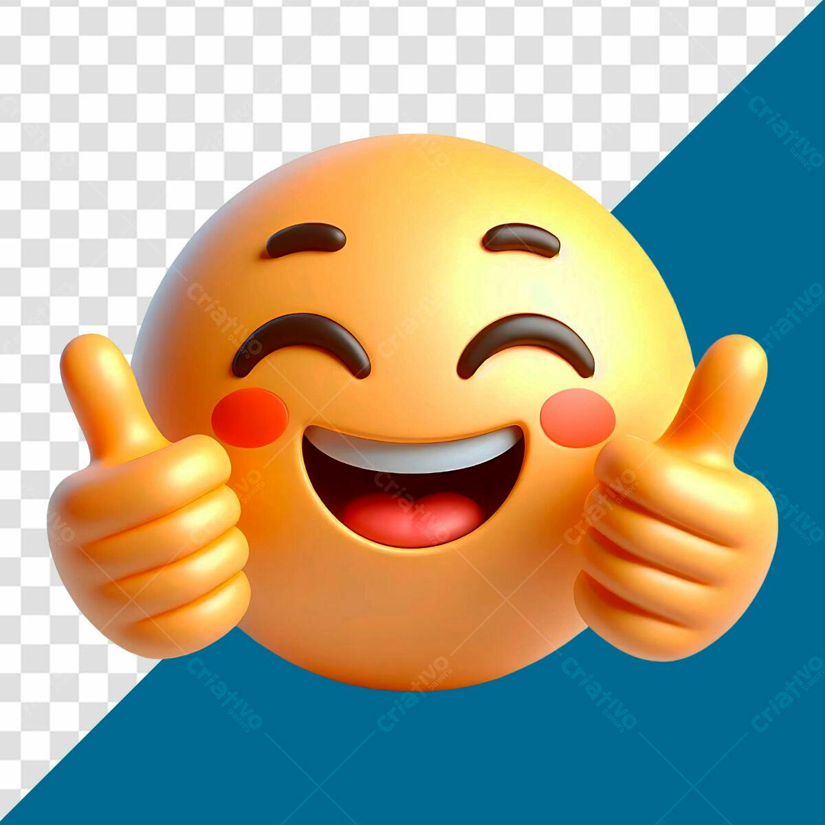 Emoji Positivo com Polegar para Cima PSD Editável