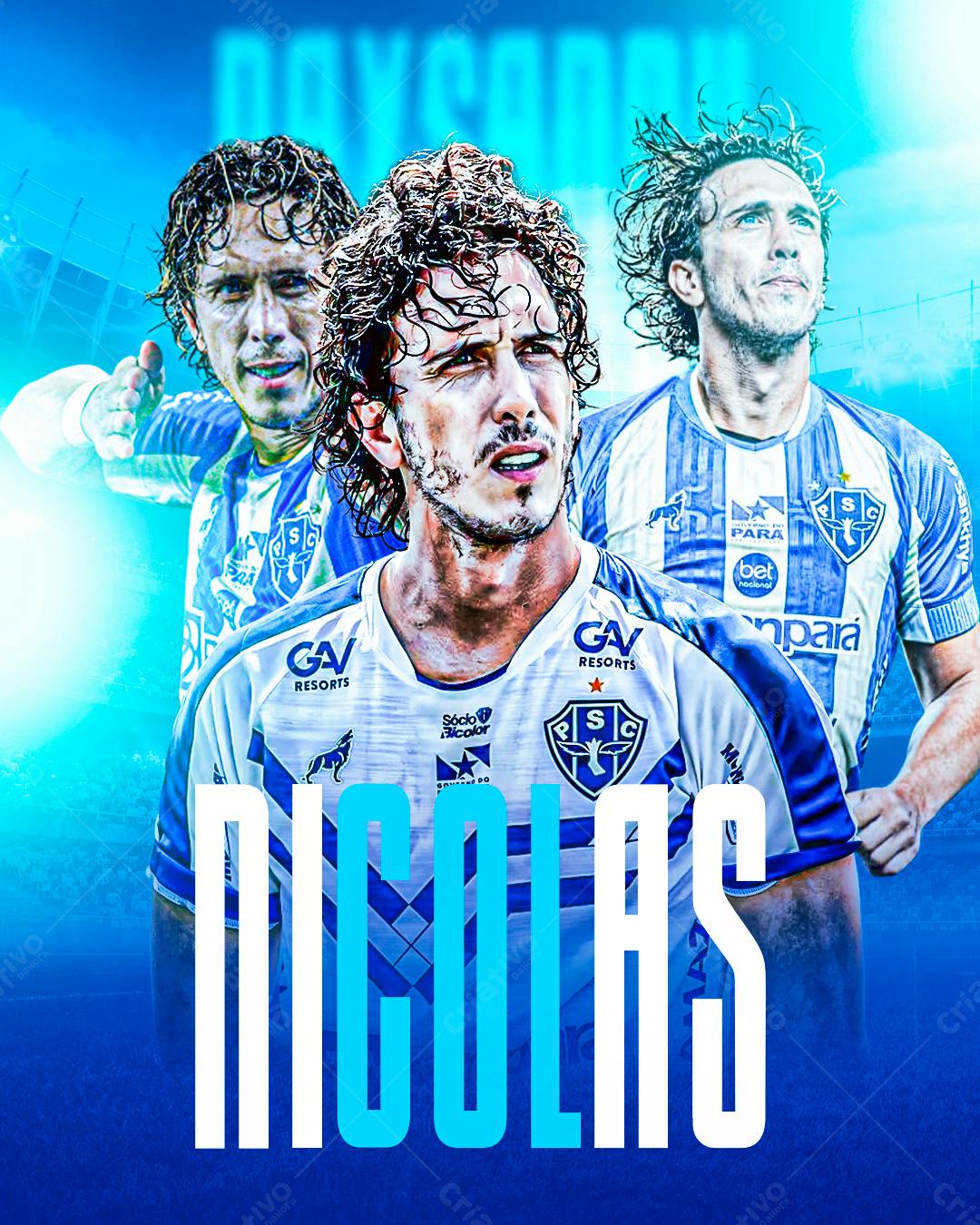 Poster para Jogador de Futebol Nicolas PSD Editável