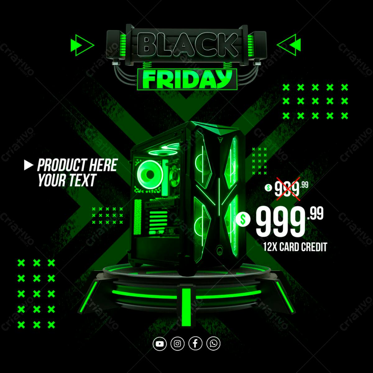 Banner Black Friday Gabinete Gamer PSD Editável