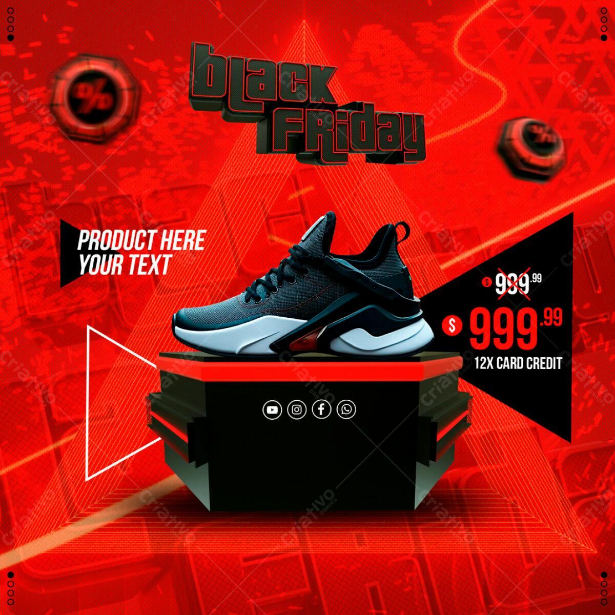 Banner Black Friday Tênis PSD Editável