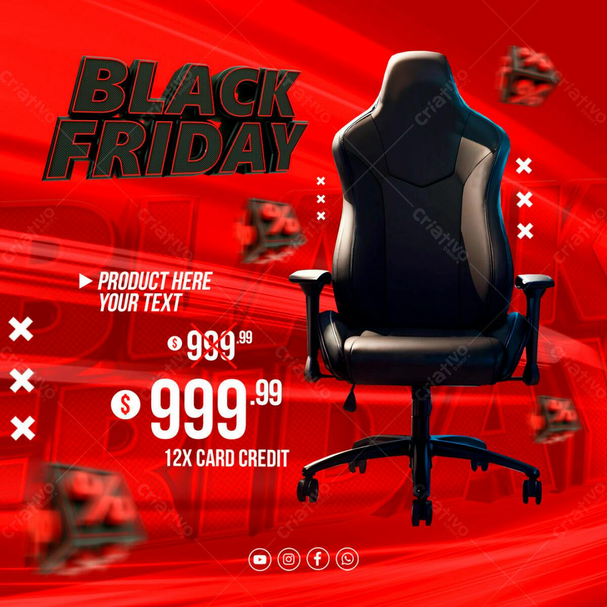 Banner Black Friday Cadeira Gamer PSD Editável