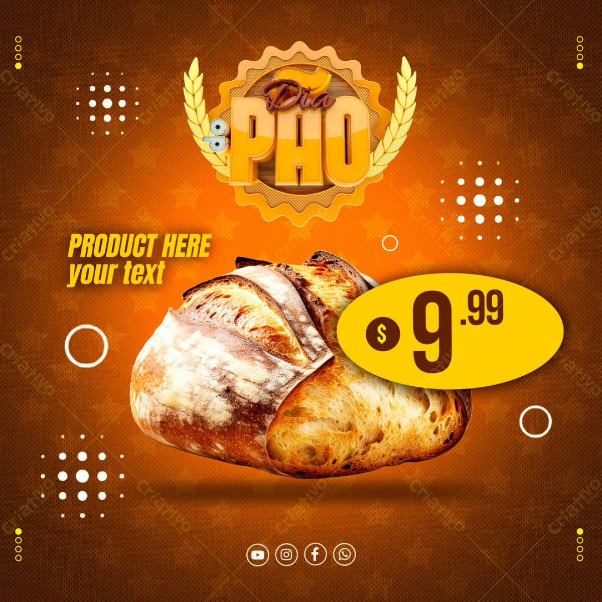 Flyer Dia do Pão PSD Editável