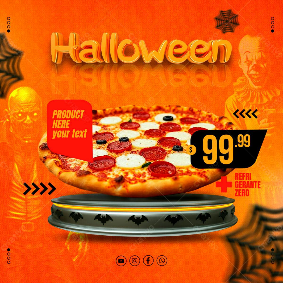 Flyer Halloween Pizza PSD Editável