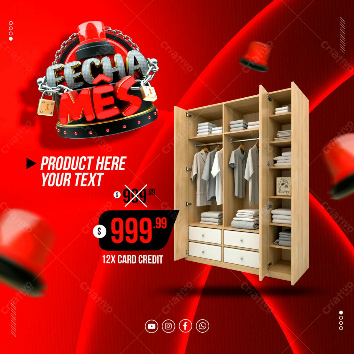 Banner Fechamento de Mês PSD Editável