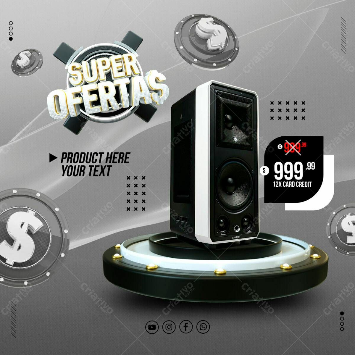 Banner Super Ofertas para Loja de Som PSD Editável