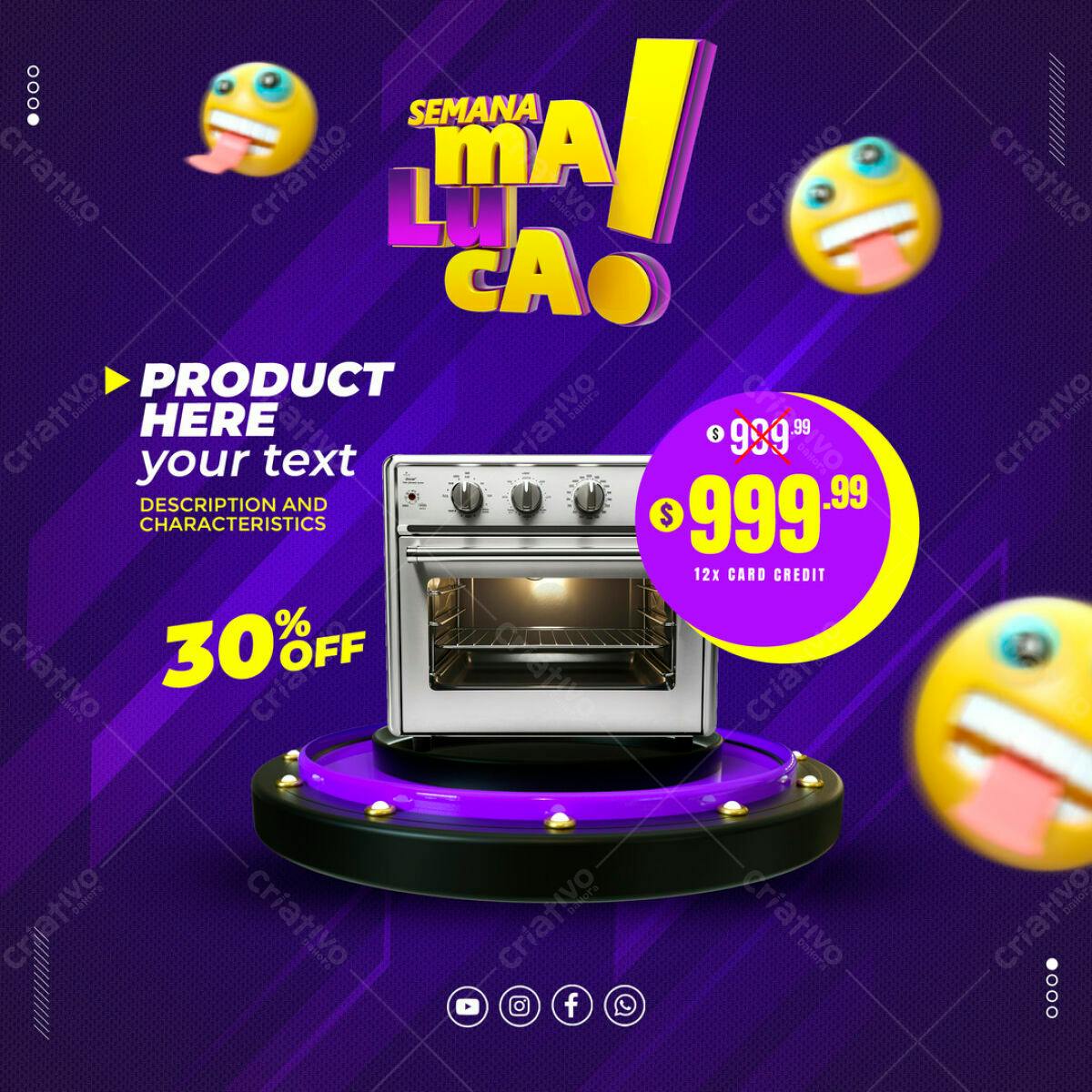Flyer para Semana Maluca de Ofertas PSD Editável