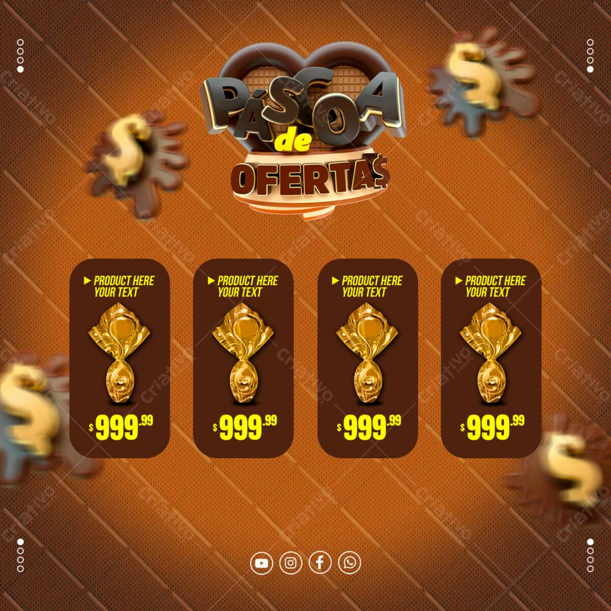 Flyer Páscoa de Ofertas PSD Editável