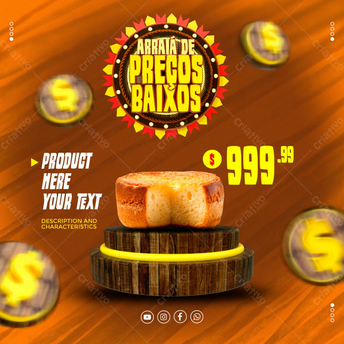 Flyer Arraia de Preços Baixos PSD Editável