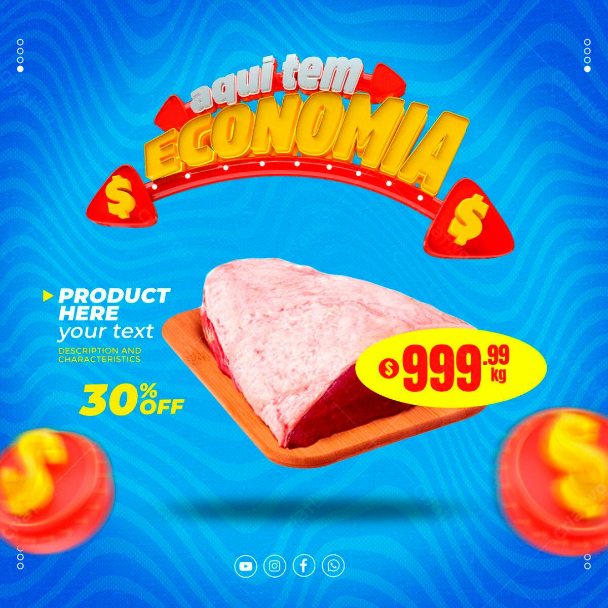 Flyer de Promoção de Churrasco PSD Editável