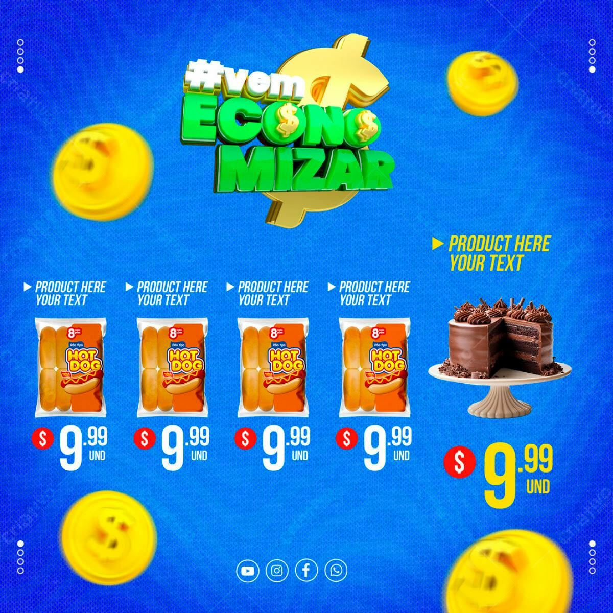 Flyer Promoção Econômica Hot Dog e Bolo PSD Editável