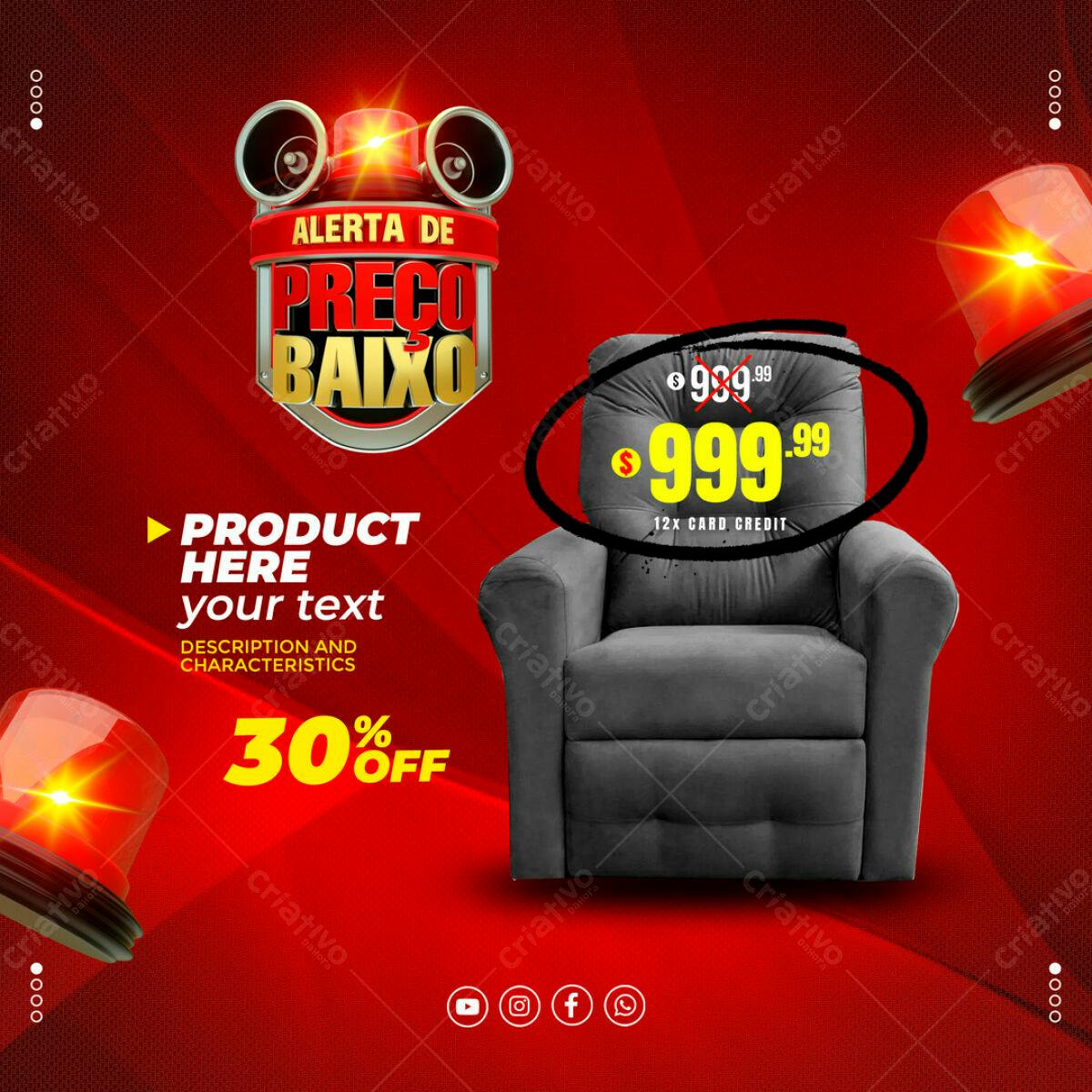 Banner Promoção Relâmpago Móveis PSD Editável