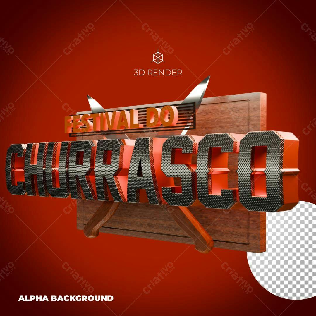 Selo 3D Churrasco Metalizado Vermelho e Preto