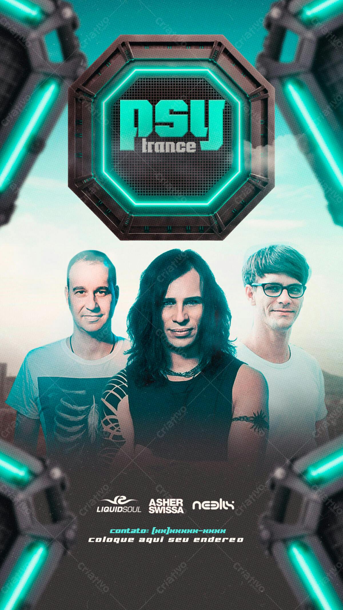 Flyer para Evento de Música Trance PSD Editável