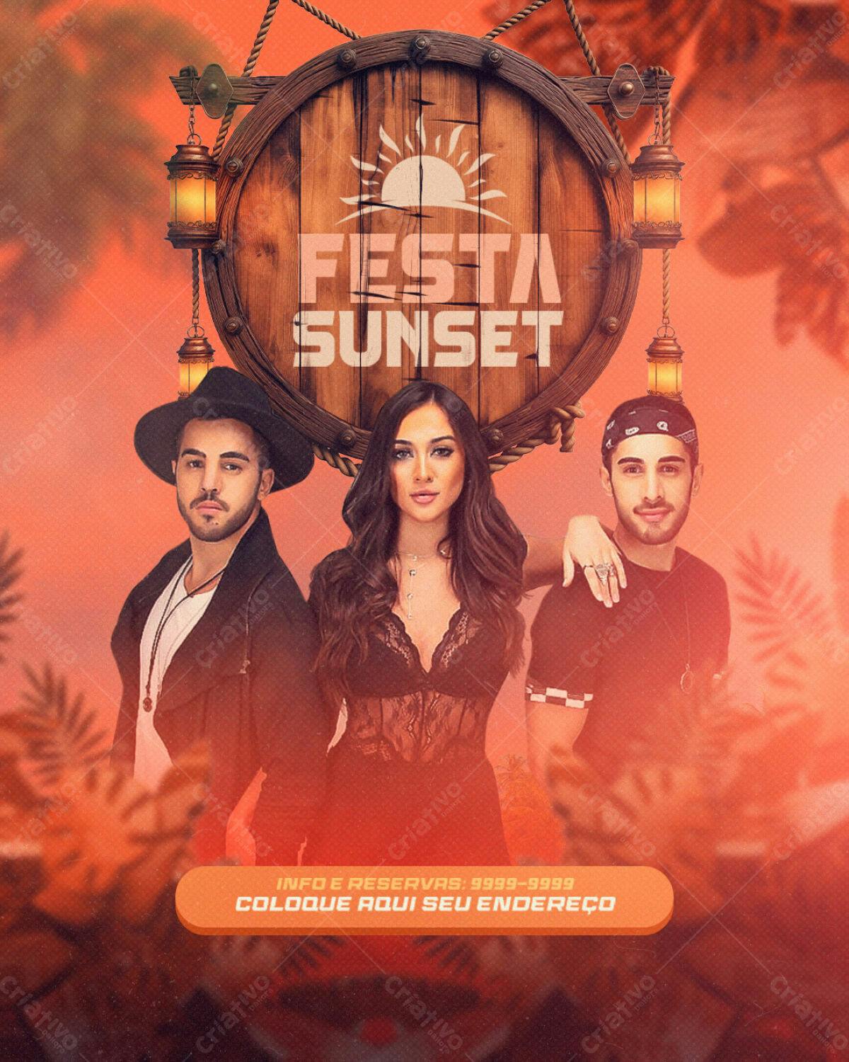 Flyer Festa Sunset PSD Editável