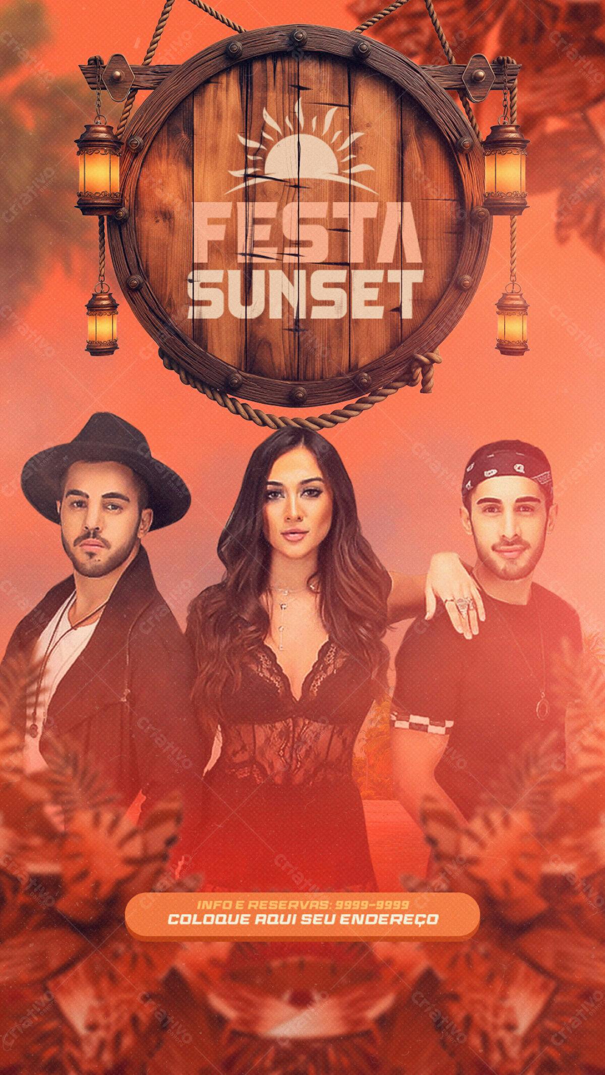 Flyer Festa Sunset PSD Editável
