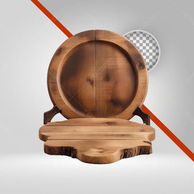 Base De Madeira Para Produtos, Com Círculo Pra Texto Png