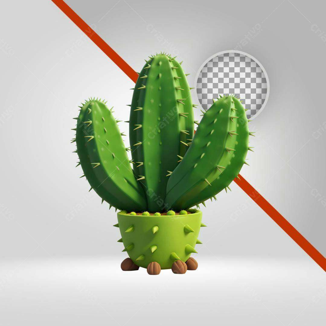 Icone Cactus em Vaso Verde PNG com fundo transparente