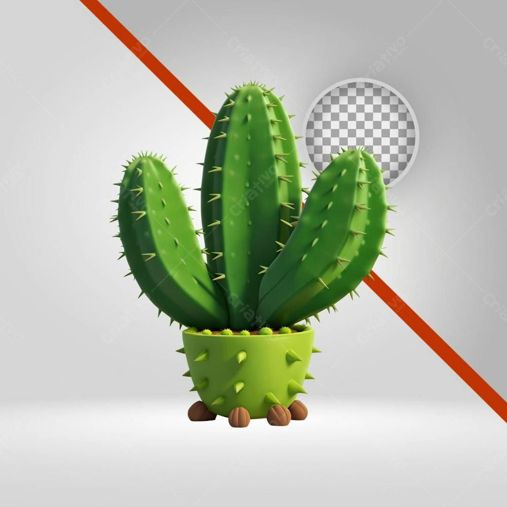 Cacto, Mandacaru 3D Png, Elemento Nordestino, Sertão Png