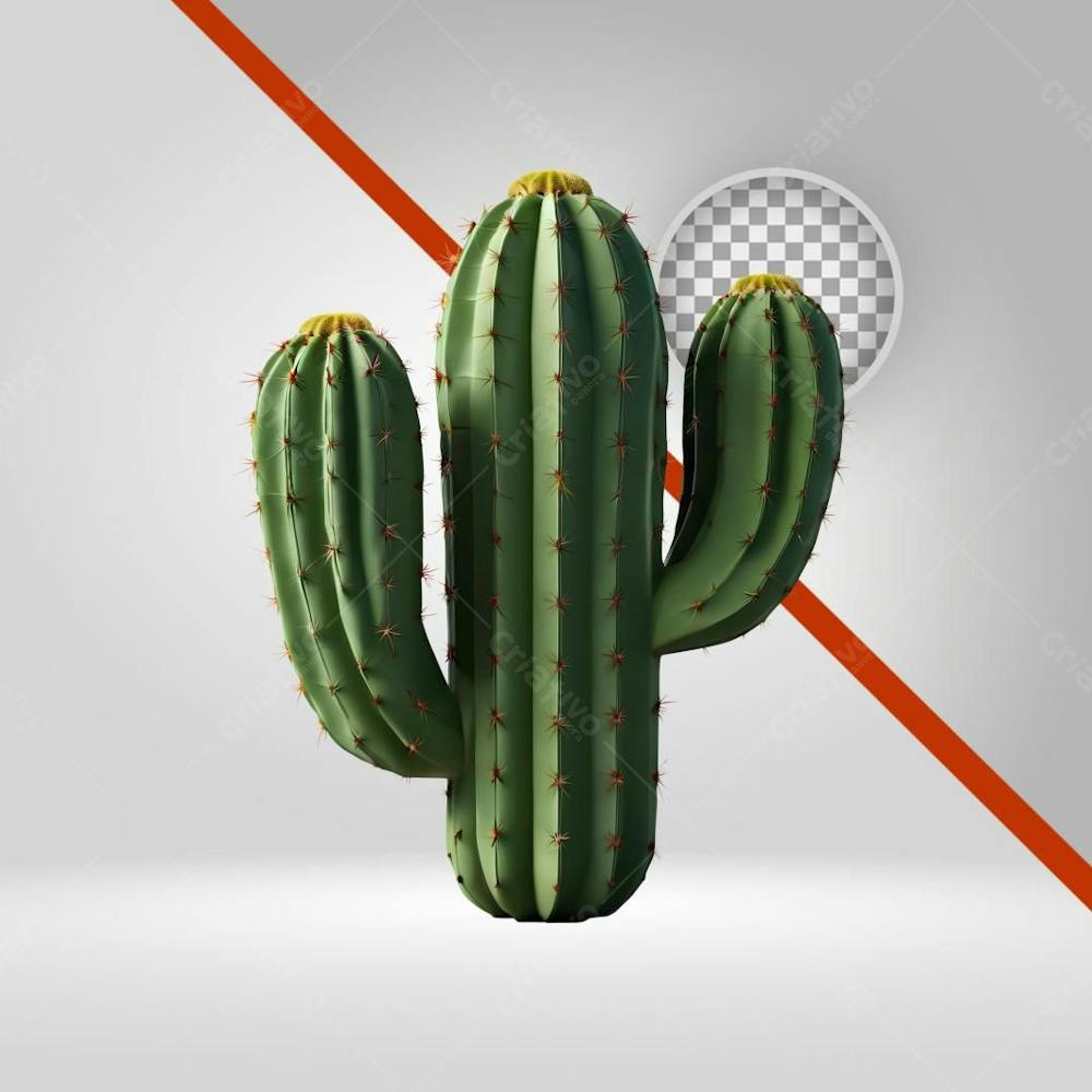 Cacto, Mandacaru 3D Png, Elemento Nordestino, Sertão Png